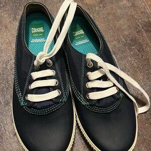 Cougar Navy Sneakers with Cream Laces and Teal Insoles